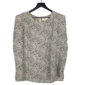 Entro Sleeveless Blouse‎ Animal Print Top Lightly Padded Shoulder Cream Black L